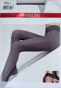 Marilyn GRACE J11 R1/2 rajstopy romby koronka black